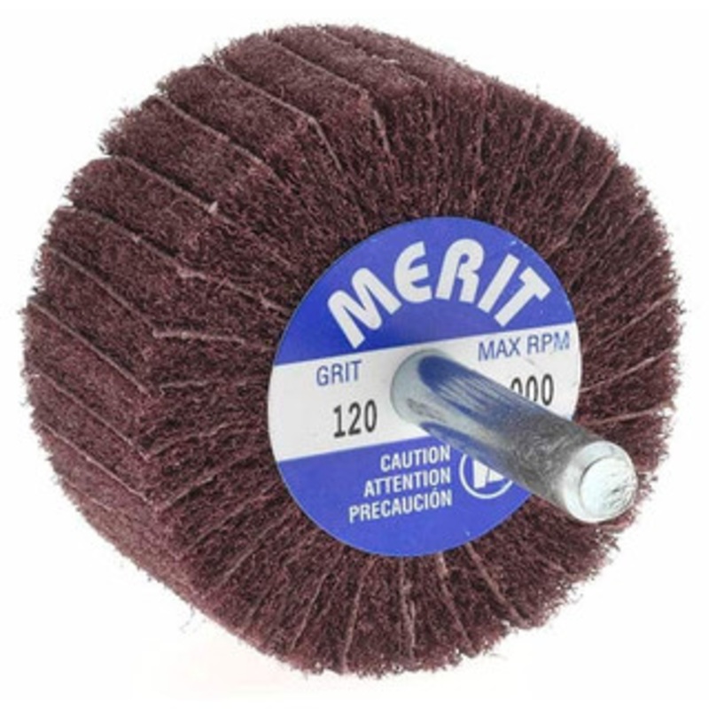 Value Collection 2 Diam x 1 Face Width, Fine Aluminum Oxide Nonwoven & Coated Mounted Flap Wheel 1/4 Shank Mount, 120 Grit, Interleaf, X Weighted Cloth Backing, 12,000 Max RPM BD-898002 – 43598721