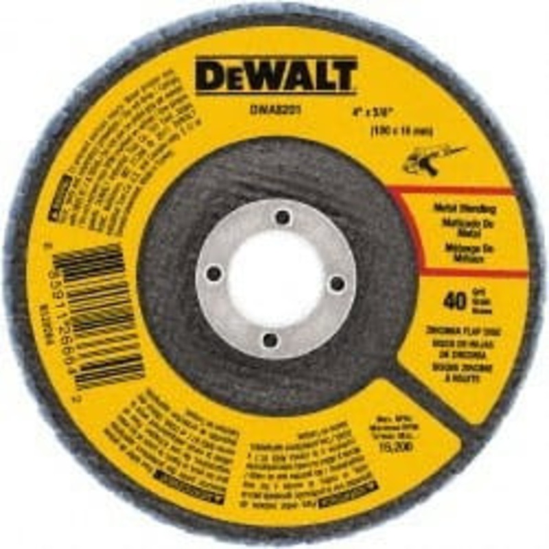 DeWALT 4 80 Grit 5/8 Center Hole Type 29 Zirconia Alumina Flap Disc Medium Grade, Coated, Arbor Attachment, Poly Cotton Backing, 15,200 RPM DWA8203 – 60712395