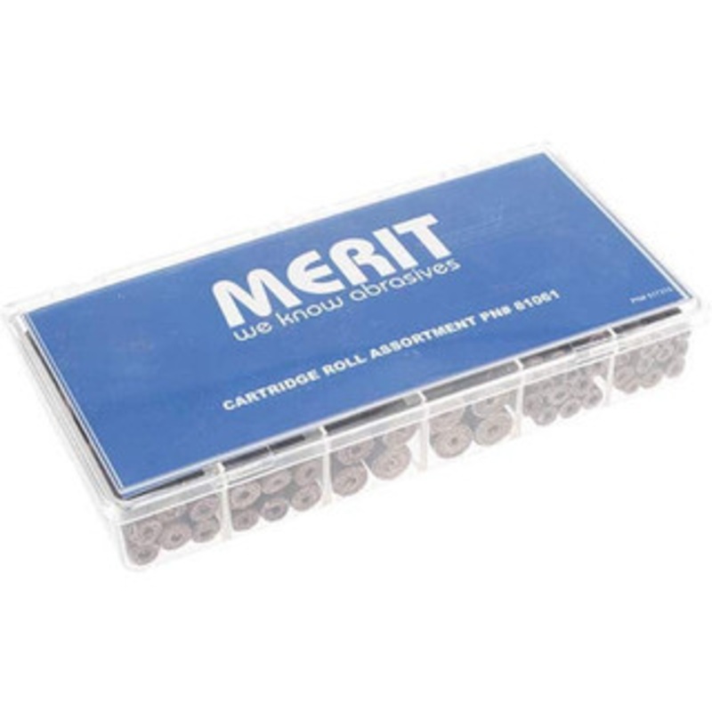 Merit Abrasives 120 Piece Aluminum Oxide Cartridge Roll Set 80 & 120 Grit, Includes 2 Mandrels 08834181061 – 05339684