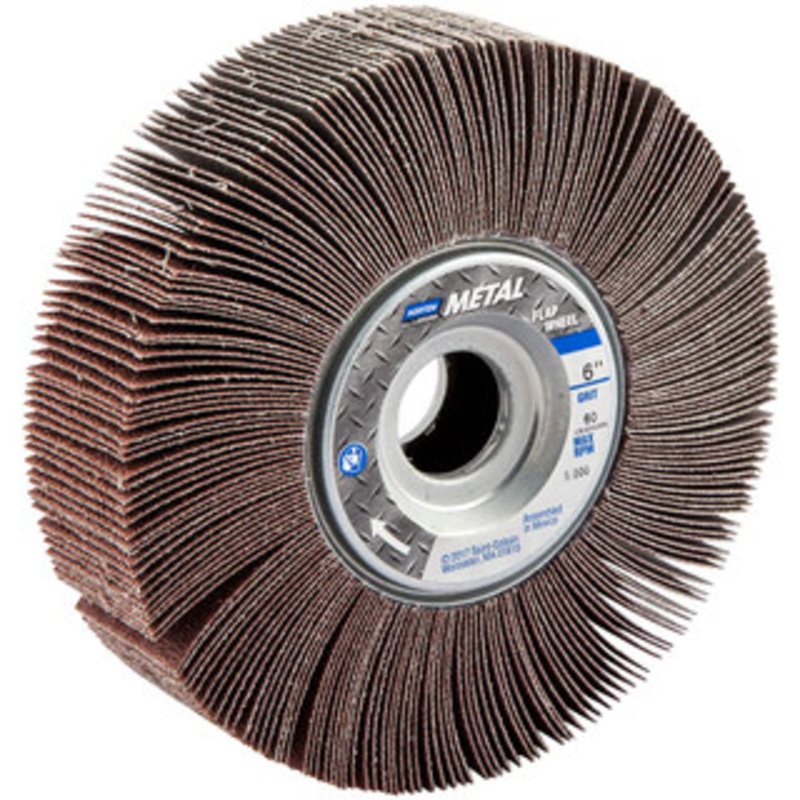 Norton 6 x 1-1/2 60 Grit Aluminum Oxide Unmounted Flap Wheel Coated, Medium Grade, 1 Center Hole, 6,200 Max RPM 63642502686 – 05099403