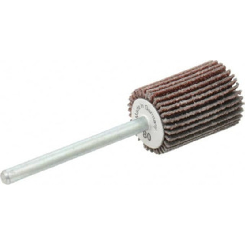 Value Collection 5/8 Diam x 3/4 Face Width, Medium Aluminum Oxide Coated Mounted Flap Wheel 1/8 Shank Mount, 80 Grit, X Weighted Cloth Backing, 40,000 Max RPM 112045 – 05096227