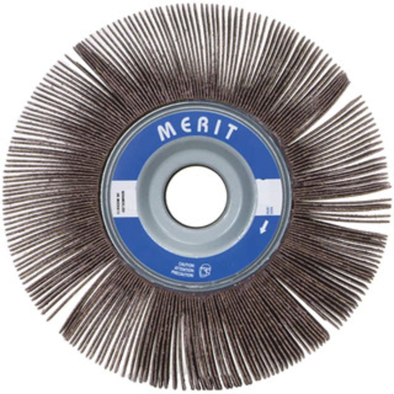 Merit Abrasives 8 x 1 120 Grit Aluminum Oxide Unmounted Flap Wheel Coated, Fine Grade, 1 Center Hole, 4,500 Max RPM 08834123075 – 08578023