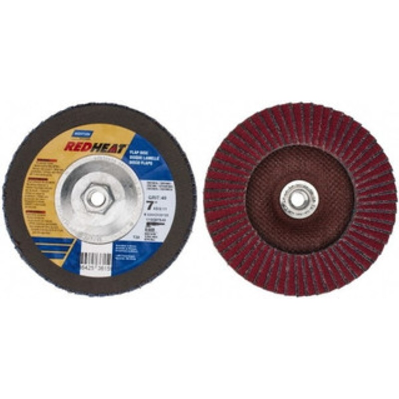 Norton 7 40 Grit 5/8-11 Center Hole Type 29 Ceramic Flap Disc Coarse Grade, Coated, Arbor Attachment, Fiberglass Backing, 8,600 RPM 63642536159 – 09258302