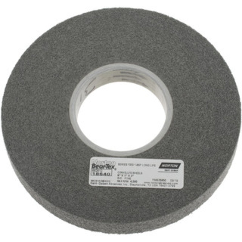 Norton 8 Diam, 1 Face Width, 3 Center Hole, Fine Grade, Silicon Carbide Deburring Wheel Convolute, Hard Density 8 Grade, 3,650 RPM 66261018640 – 05009394