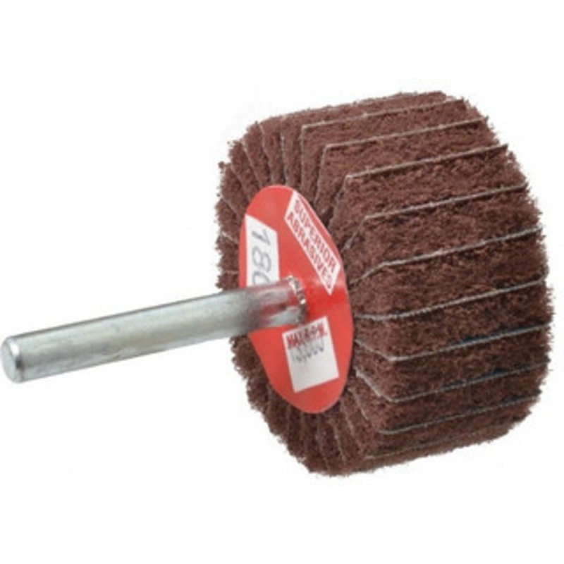 Superior Abrasives 2 Diam x 1 Face Width, Very Fine Aluminum Oxide Coated Mounted Flap Wheel 1/4 Shank Mount, 180 Grit, Interleaf, 12,000 Max RPM 35795 – 57119992