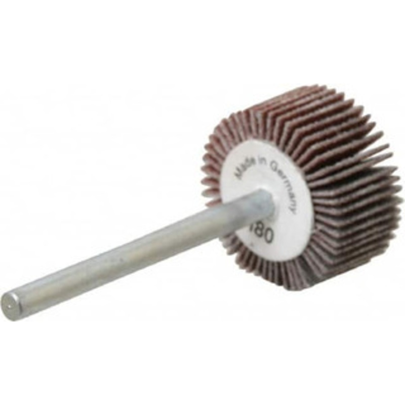 Value Collection 3/4 Diam x 3/8 Face Width, Very Fine Aluminum Oxide Coated Mounted Flap Wheel 1/8 Shank Mount, 180 Grit, X Weighted Cloth Backing, 35,000 Max RPM 112089 – 05096466