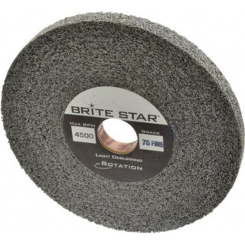Brite Star 6 Diam, 1/2 Face Width, 1 Center Hole, Fine Grade, Silicon Carbide Deburring Wheel Convolute, Medium Density 7 Grade, 6,000 RPM 66261114575 – 81243537