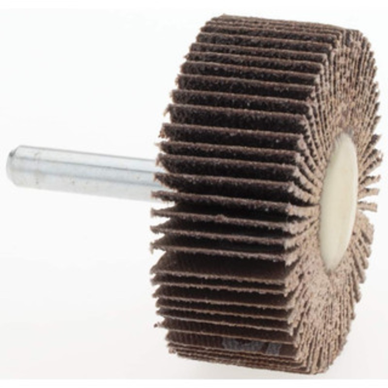 Merit Abrasives 2 Diam x 3/4 Face Width, Coarse Ceramic Alumina Coated Mounted Flap Wheel 1/4 Shank Mount, 50 Grit, 30,000 Max RPM 08834131662 – 84400514