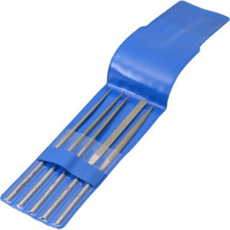 PFERD 5 Piece Diamond Pattern File Set 5-1/2 Long, Medium Coarseness, Set Includes Half Round, Hand, Round, Square, Three Square 04025 – 44813079