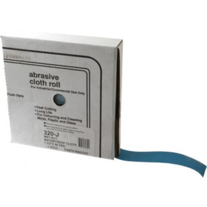 Value Collection 1-1/2 x 50 Yd 320 Grit Aluminum Oxide Shop Roll Extra Fine Grade, J Weighted Cloth Backing E1129 – 00423343