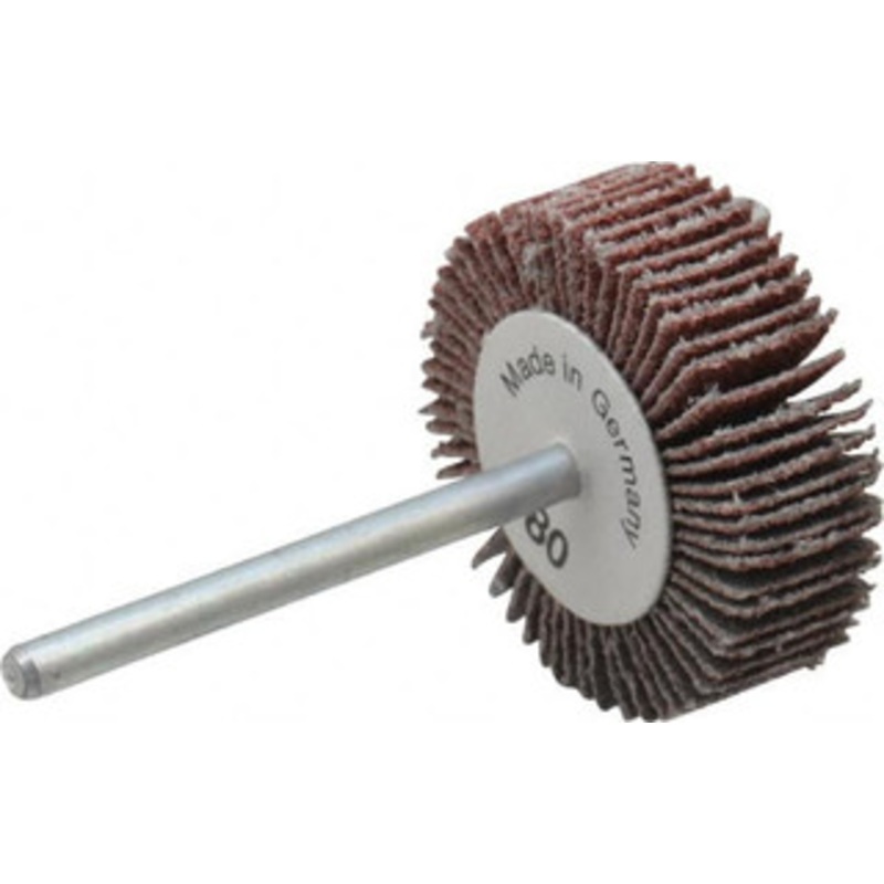 Value Collection 1-3/16 Diam x 3/8 Face Width, Medium Aluminum Oxide Coated Mounted Flap Wheel 1/8 Shank Mount, 80 Grit, X Weighted Cloth Backing, 30,000 Max RPM 112325 – 05096987