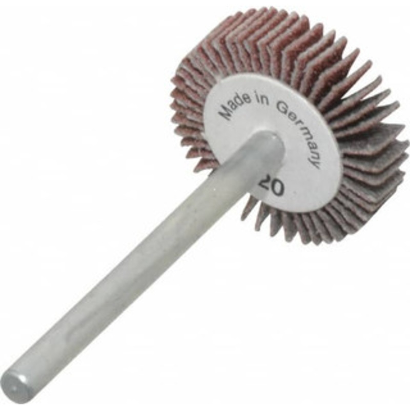 Value Collection 3/4 Diam x 3/16 Face Width, Fine Aluminum Oxide Coated Mounted Flap Wheel 1/8 Shank Mount, 120 Grit, X Weighted Cloth Backing, 35,000 Max RPM 112067 – 05096342