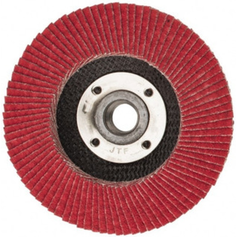 Weiler Abrasives 4-1/2 80 Grit 5/8-11 Center Hole Type 29 Ceramic Flap Disc Medium Grade, Coated, Arbor Attachment, Phenolic Backing, 13,000 RPM 50107 – 63467849