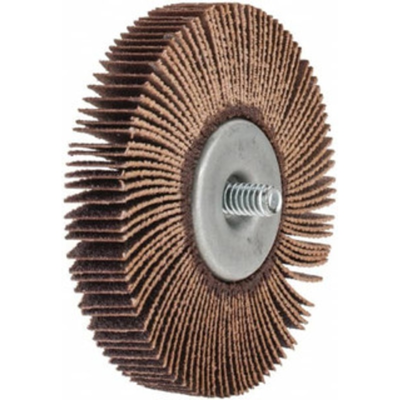 Norton 3 Diam x 1/2 Face Width, Medium Aluminum Oxide Coated Mounted Flap Wheel 1/4-20 Threaded Mount, 80 Grit, Cloth Backing, 20,000 Max RPM 63642502659 – 05098587