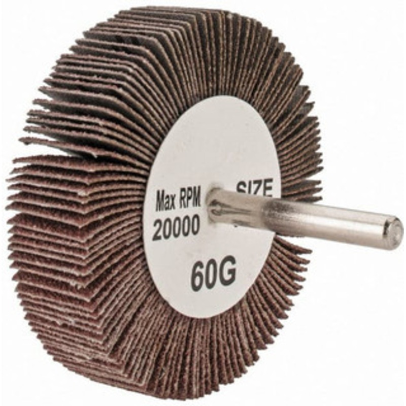 Tru-Maxx 3 Diam x 3/4 Face Width, Medium Aluminum Oxide Coated Mounted Flap Wheel 1/4 Shank Mount, 60 Grit, 20,000 Max RPM SZMFW1560 – 87661658