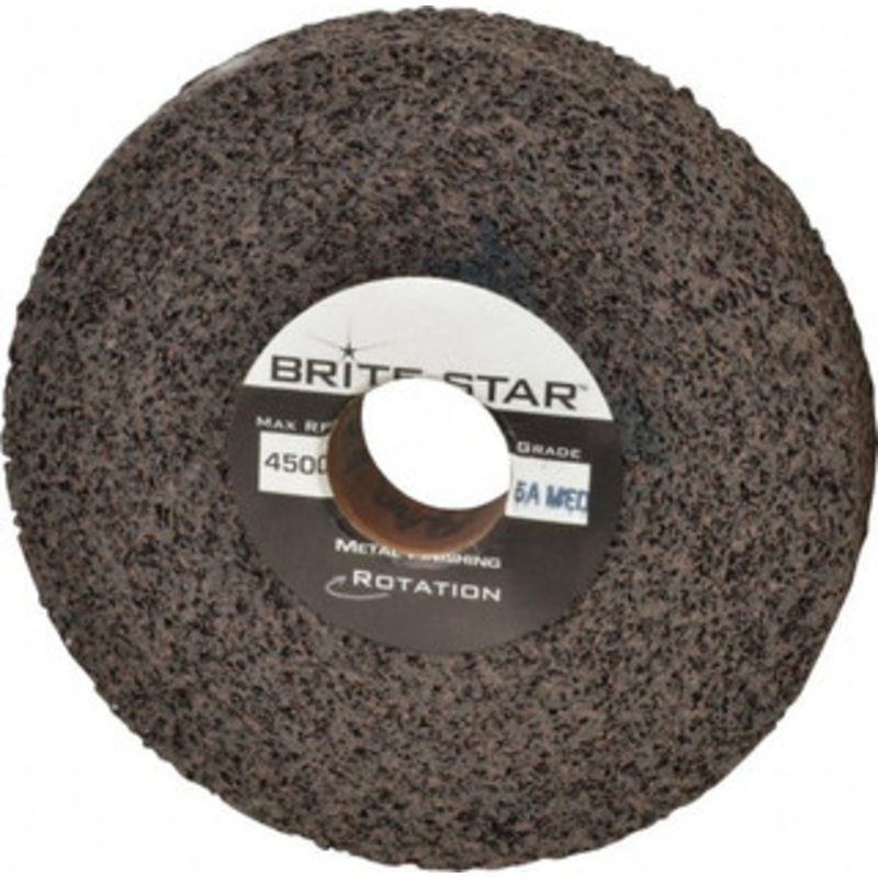 Brite Star 6 Diam, 1 Face Width, 1-1/4 Center Hole, Medium Grade, Aluminum Oxide Deburring Wheel Convolute, Soft Density 5 Grade, 6,000 RPM 81243933 – 81243933