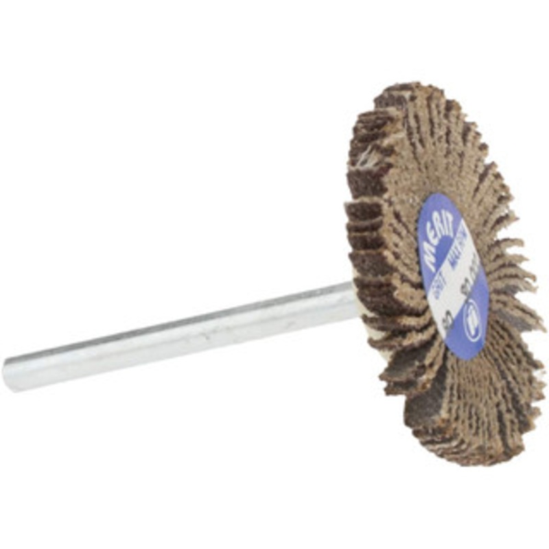 Merit Abrasives 1-3/16 Diam x 1/8 Face Width, Medium Aluminum Oxide Coated Mounted Flap Wheel 1/8 Shank Mount, 80 Grit, Cloth Backing, 30,000 Max RPM 08834137491 – 97622229