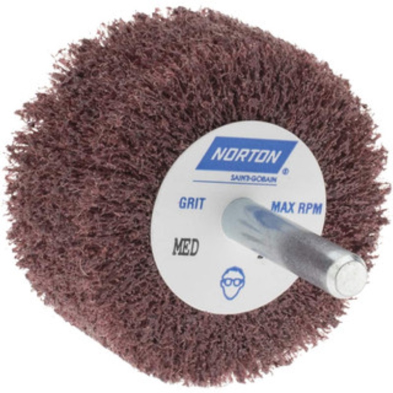 Norton 2 Diam x 1 Face Width, Medium Aluminum Oxide Nonwoven Mounted Flap Wheel 1/4 Shank Mount, 22,000 Max RPM 66261051716 – 05009592