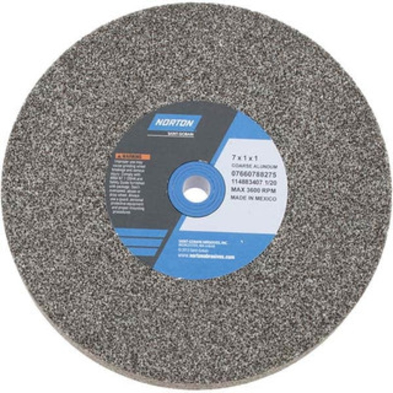 Norton 36 Grit Aluminum Oxide Bench & Pedestal Grinding Wheel 7 Diam x 1 Hole x 1 Thick, 3600 Max RPM, Very Coarse/Coarse Grade 07660788275 – 75941344