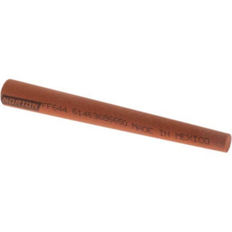 Norton 4 Long x 1/2 Diam x 1/4 Thick, Aluminum Oxide Sharpening Stone Round Tapered, Fine Grade 61463686650 – 01919018