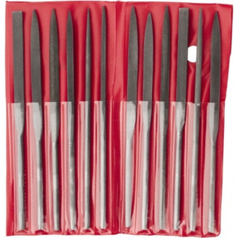 Value Collection 12 Piece Swiss Pattern File Set 6-1/4 Long, 2 Coarseness, Round Handle, Set Includes Barrette, Crossing, Equalling, Flat, Half Round, Knife, Round, Round Edge Joint, Slitting, Square, Three Square 382-0062 – 00673228