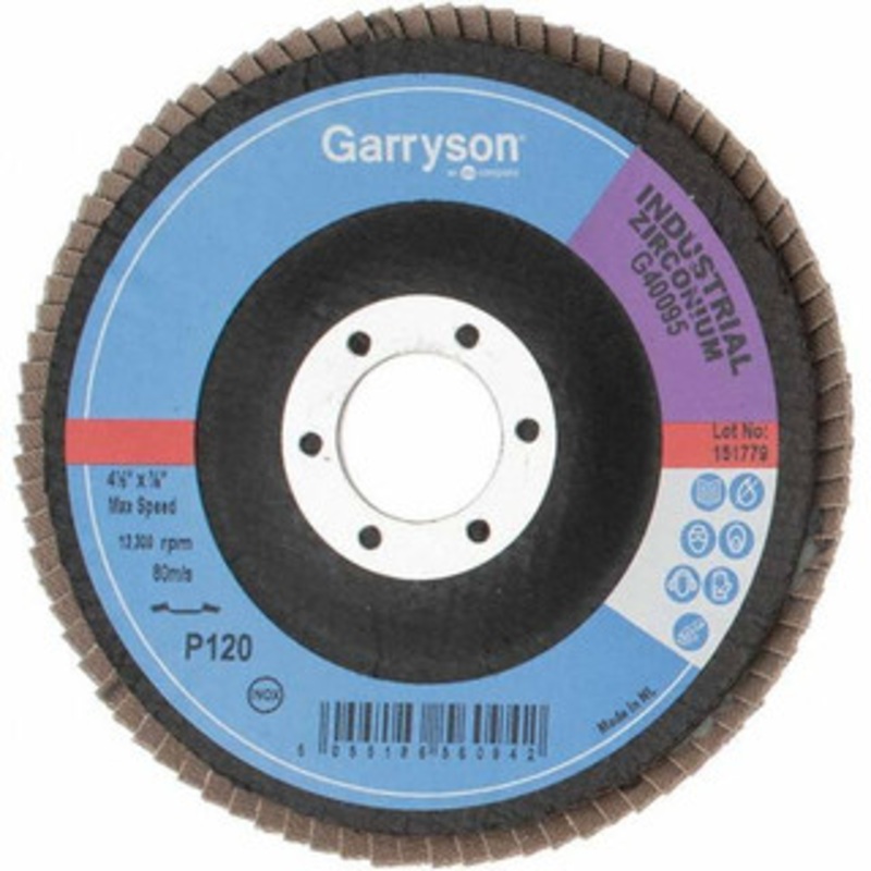 Value Collection 4-1/2 120 Grit 7/8 Center Hole Type 29 Zirconia Alumina Flap Disc Fine Grade, Coated, Arbor Attachment, 13,300 RPM BD-KP26246 – 43589217