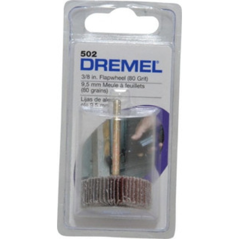 Dremel 3/8 Diam, Medium Aluminum Oxide Coated Mounted Flap Wheel 1/8 Shank Mount, 80 Grit 502 – 06633127