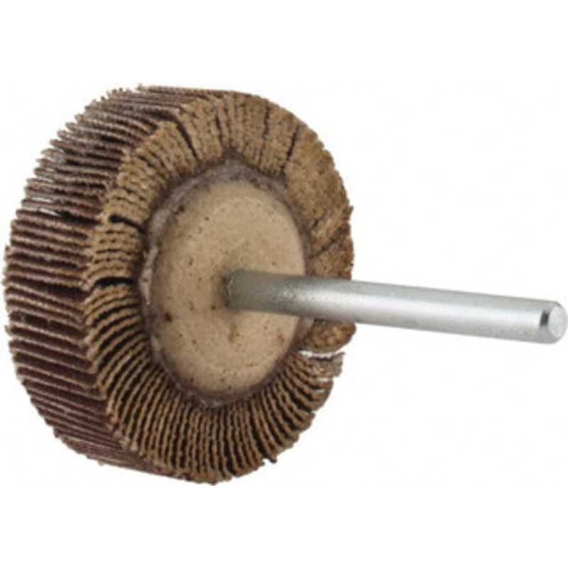 Merit Abrasives 1-3/16 Diam x 3/8 Face Width, Very Fine Aluminum Oxide Coated Mounted Flap Wheel 1/8 Shank Mount, 240 Grit, Cloth Backing, 30,000 Max RPM 08834137514 – 84400738