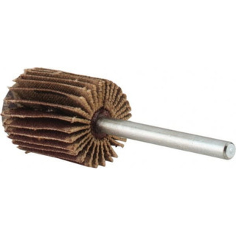 Merit Abrasives 5/8 Diam x 3/4 Face Width, Very Fine Aluminum Oxide Coated Mounted Flap Wheel 1/8 Shank Mount, 240 Grit, Cloth Backing, 37,000 Max RPM 08834137544 – 84400761