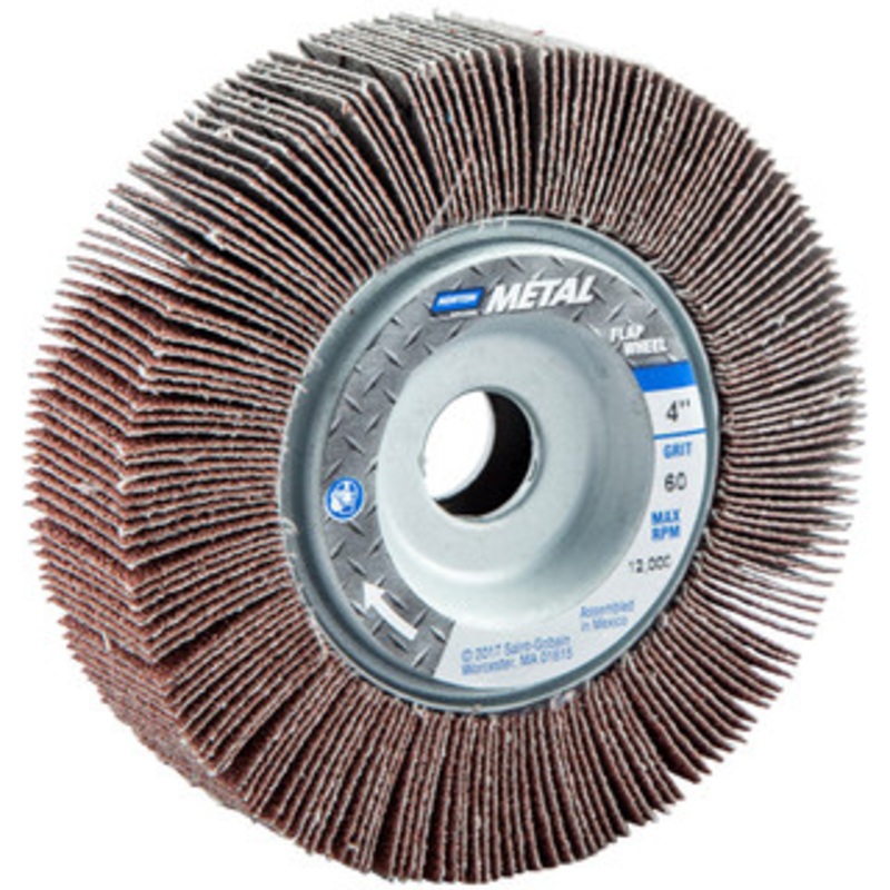Norton 4 x 1 60 Grit Aluminum Oxide Unmounted Flap Wheel Coated, Medium Grade, 5/8 Center Hole, 12,000 Max RPM 63642502673 – 05098983