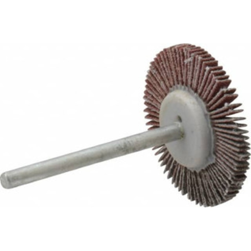 Value Collection 1-3/16 Diam x 1/8 Face Width, Very Fine Aluminum Oxide Coated Mounted Flap Wheel 1/8 Shank Mount, 180 Grit, X Weighted Cloth Backing, 30,000 Max RPM 112269 – 05096888