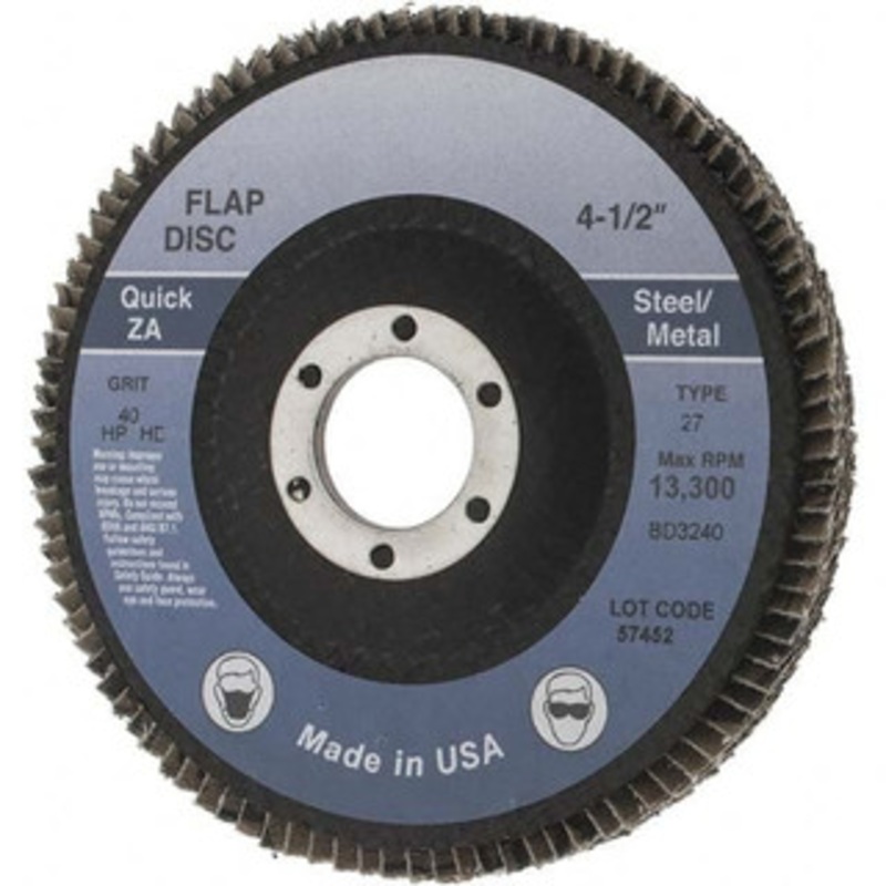 Value Collection 4-1/2 40 Grit 7/8 Center Hole Type 27 Zirconia Alumina Flap Disc Coarse Grade, Coated, Arbor Attachment BD3240 – 64706435