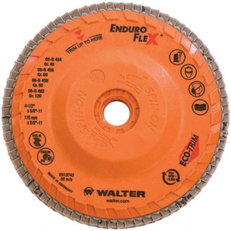 Walter Surface Technologies 4-1/2 80 Grit 5/8-11 Center Hole Type 28 Ceramic Flap Disc Medium Grade, Coated, Arbor Attachment, Plastic Backing, 13,300 RPM 06B458 – 57809618