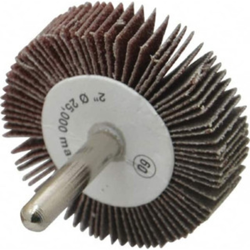 CGW Abrasives 2 Diam x 1/2 Face Width, Medium Aluminum Oxide Coated Mounted Flap Wheel 1/4 Shank Mount, 60 Grit, 25,000 Max RPM 39925 – 01823756