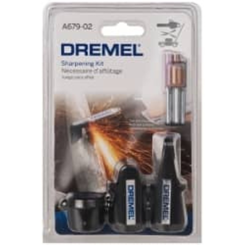 Dremel 8 Piece Aluminum Oxide Garden/Lawn Mower/Chain Saw Sharpener, Gauge, Spacers, Wrench and Stones Kit A679-02 – 63514764