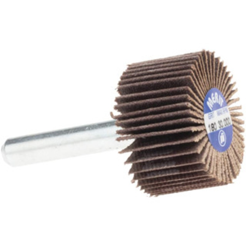 Merit Abrasives 1 Diam x 5/8 Face Width, Very Fine Ceramic Alumina Coated Mounted Flap Wheel 1/4 Shank Mount, 180 Grit, Cloth Backing, 30,000 Max RPM 08834131536 – 72371677