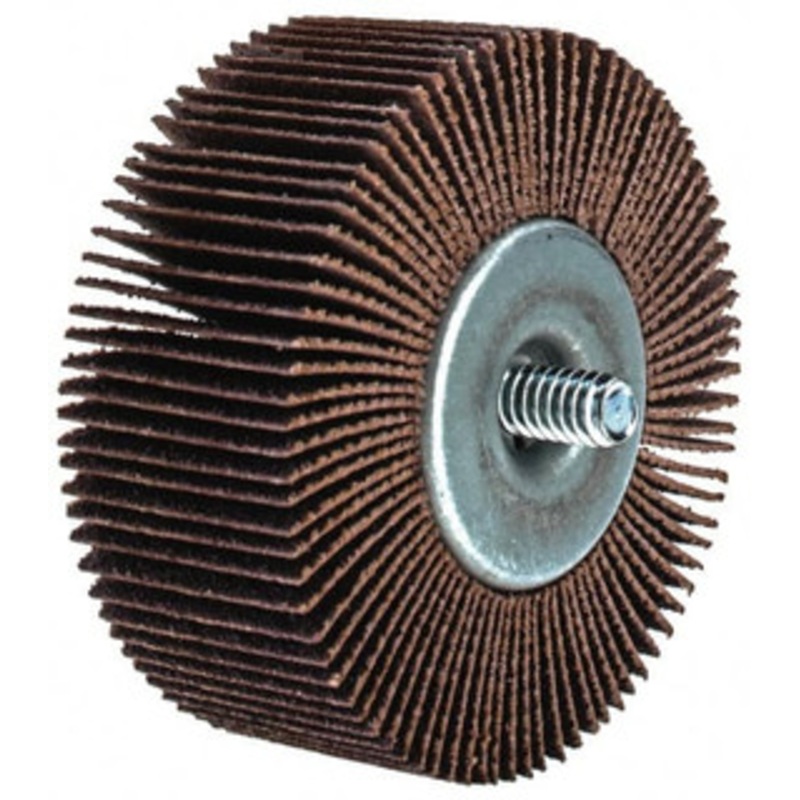 Merit Abrasives 2-1/2 Diam x 1 Face Width, Medium Aluminum Oxide Coated Mounted Flap Wheel 1/4-20 Threaded Mount, 80 Grit, Cloth Backing, 20,000 Max RPM 08834134023 – 72372378