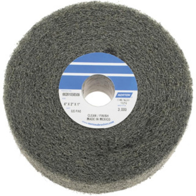 Norton 6 Diam, 2 Face Width, 1 Center Hole, Fine Grade, Silicon Carbide Deburring Wheel Convolute, Medium Density 4 Grade, 3,000 RPM 66261058509 – 70492905