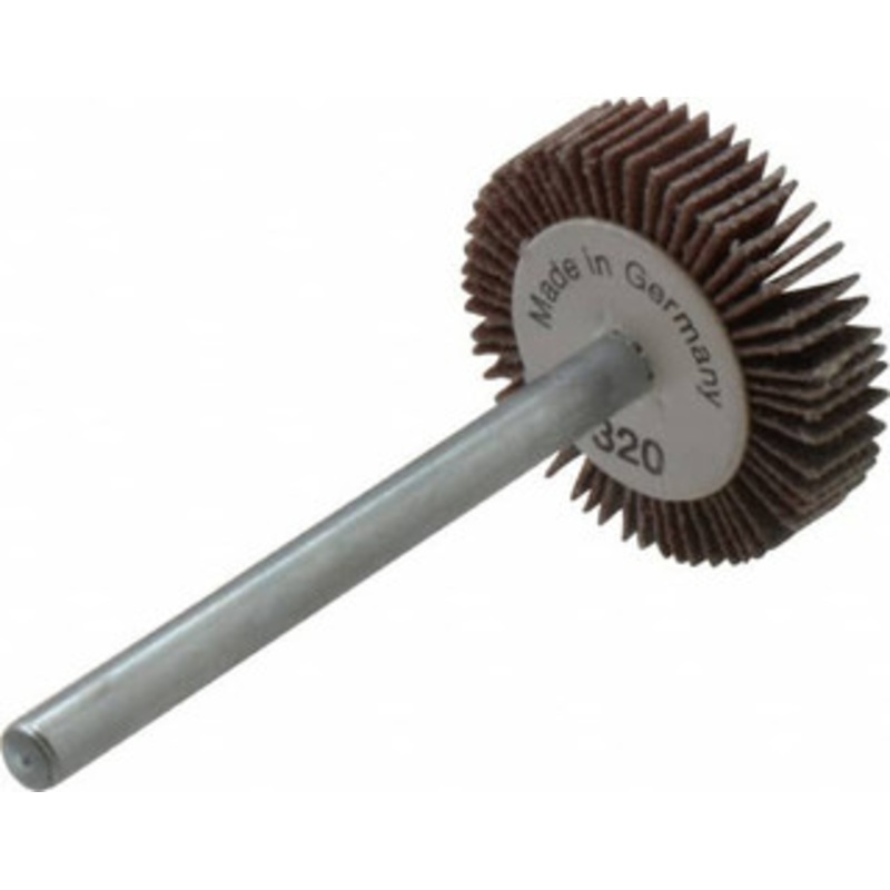 Value Collection 3/4 Diam x 3/16 Face Width, Extra Fine Aluminum Oxide Coated Mounted Flap Wheel 1/8 Shank Mount, 320 Grit, X Weighted Cloth Backing, 35,000 Max RPM 112071 – 05096409