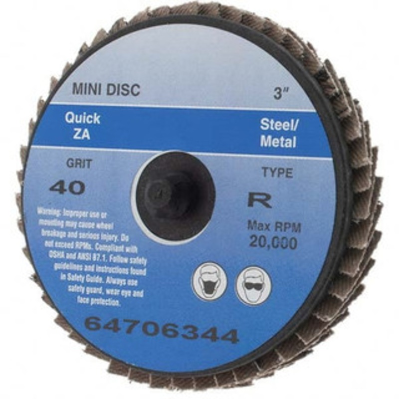 Value Collection 3 40 Grit Type 27 Zirconia Alumina Flap Disc Coarse Grade, Coated, Quick Change Type R Attachment BD3251 – 64706344