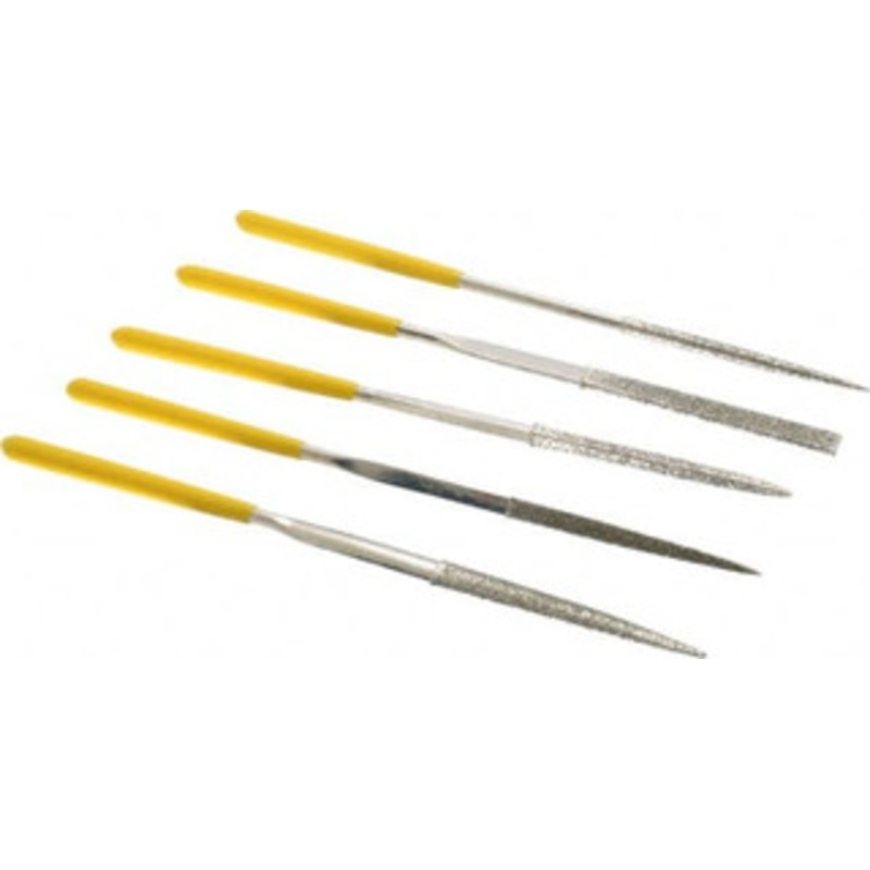Value Collection 5 Piece Diamond Pattern File Set 5-1/2 Long, Coarse Coarseness, Set Includes Flat, Round, Square, Three Square CFN5053 – 09903915