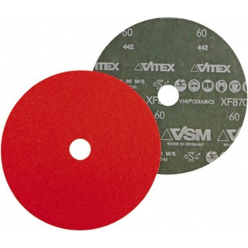 VSM Abrasives Corp. 5 Diam, 7/8 Hole, 36 Grit Ceramic Fiber Disc Coarse, 12,000 Max RPM 149141 – 47198908
