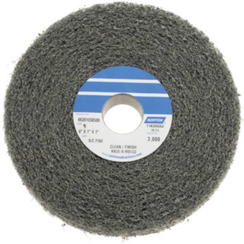 Norton 6 Diam, 1 Face Width, 1 Center Hole, Fine Grade, Silicon Carbide Deburring Wheel Convolute, Medium Density 4 Grade, 3,000 RPM 66261058506 – 70492806