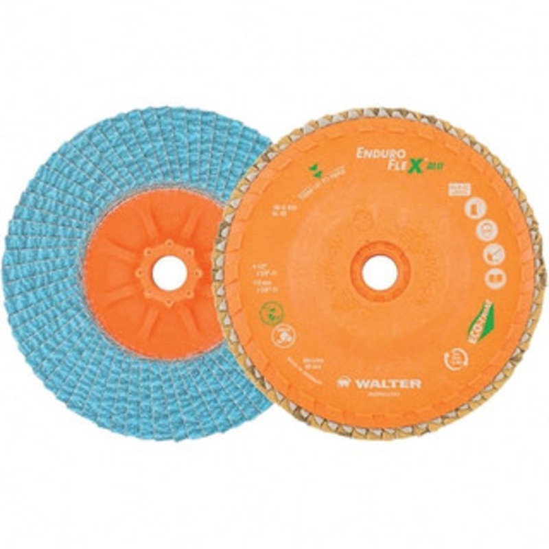 Walter Surface Technologies 4-1/2 60 Grit 5/8-11 Center Hole Type 27 Zirconia Alumina Flap Disc Coated, Arbor Attachment, Polyester Backing, 13,300 RPM 06U456 – 98742620