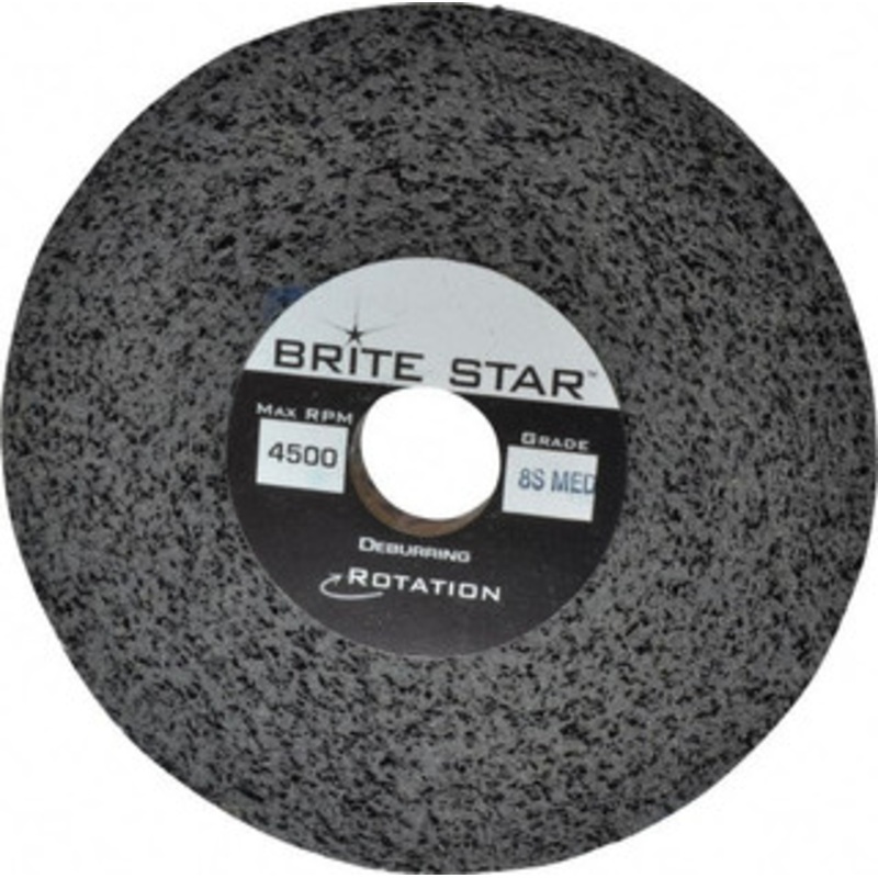 Brite Star 6 Diam, 1/2 Face Width, 1 Center Hole, Medium Grade, Silicon Carbide Deburring Wheel Convolute, Hard Density 8 Grade, 4,500 RPM 66261114561 – 81243842