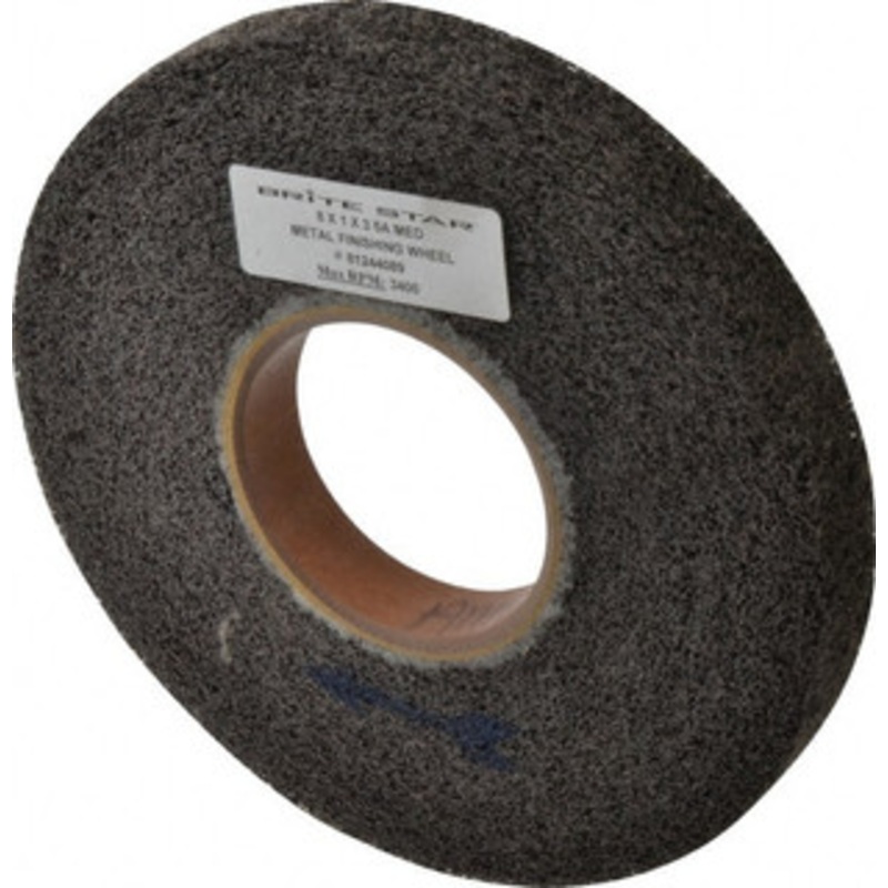 Brite Star 8 Diam, 1 Face Width, 3 Center Hole, Medium Grade, Aluminum Oxide Deburring Wheel Convolute, Soft Density 5 Grade, 3,400 RPM 66261114900 – 81244089