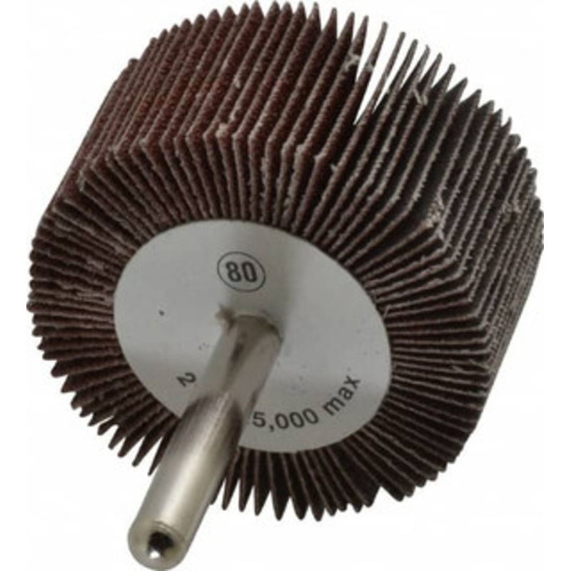 CGW Abrasives 2 Diam x 1 Face Width, Medium Aluminum Oxide Coated Mounted Flap Wheel 1/4 Shank Mount, 80 Grit, 25,000 Max RPM 39933 – 01823822
