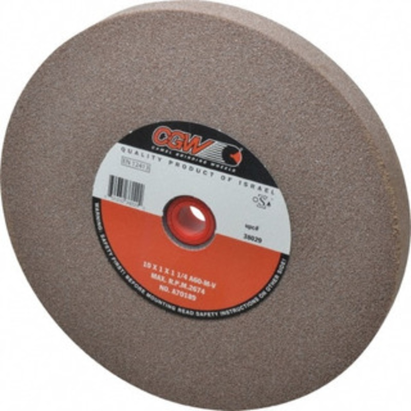 CGW Abrasives 60 Grit Aluminum Oxide Bench & Pedestal Grinding Wheel 10 Diam x 1-1/4 Hole x 1 Thick, 2483 Max RPM, M Hardness, Medium Grade , Vitrified Bond 38029 – 01155993