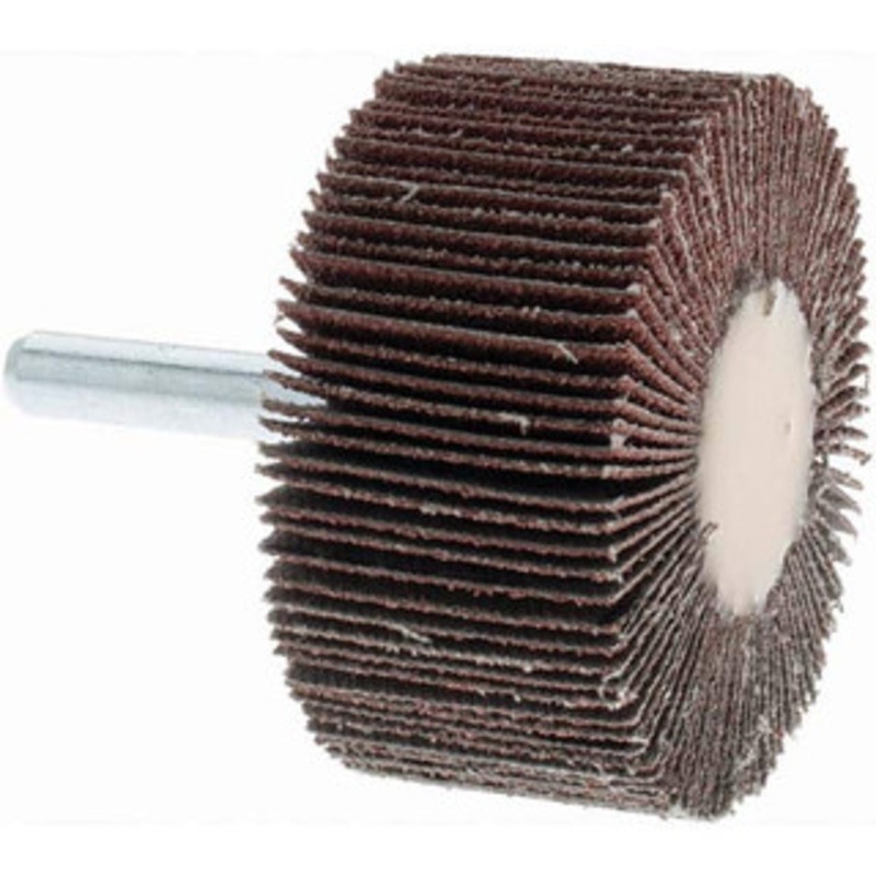 Norton 2 Diam x 1 Face Width, Medium Aluminum Oxide Coated Mounted Flap Wheel 1/4 Shank Mount, 60 Grit, Cloth Backing, 23,000 Max RPM 63642502600 – 04122024