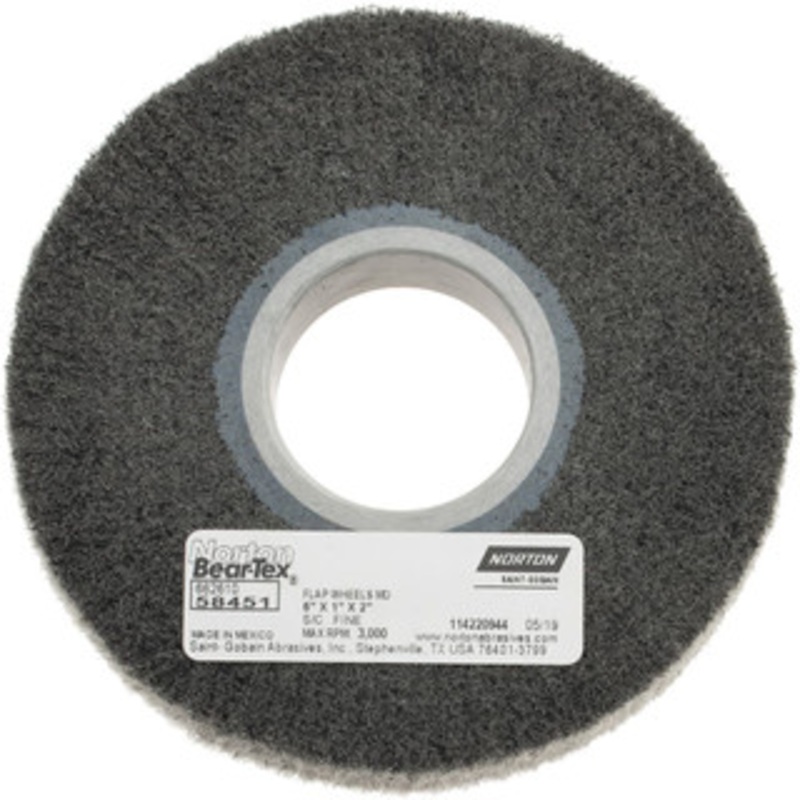 Norton 6 x 1 220 Grit Silicon Carbide Unmounted Flap Wheel Nonwoven, Fine Grade, 2 Center Hole, 3,000 Max RPM 66261058451 – 70495023